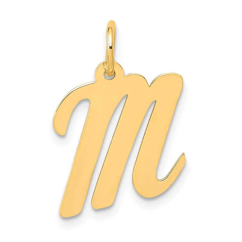 14k Yellow Gold 14k Medium Script Letter M Initial Charm