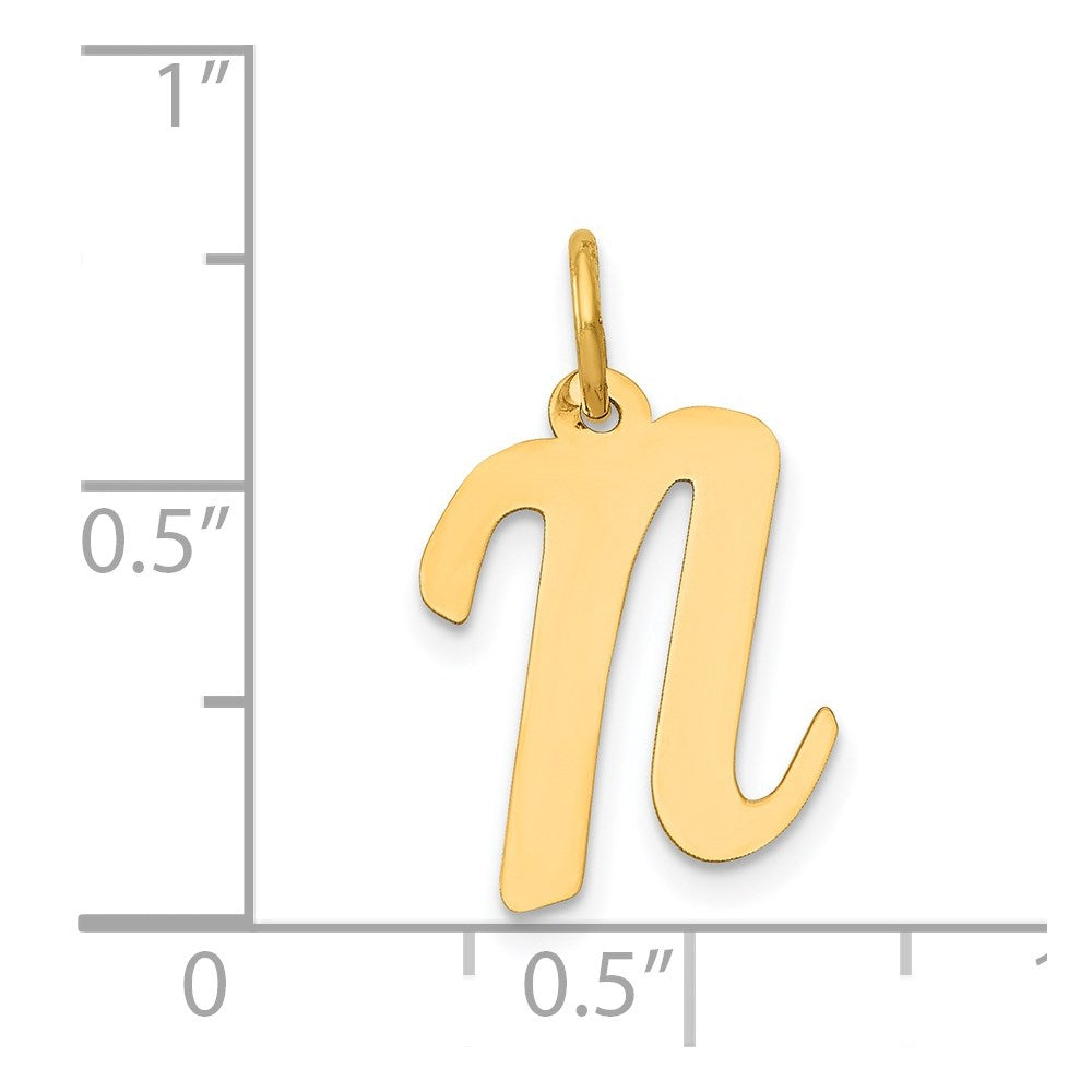 14k Yellow Gold 14k Medium Script Letter N Initial Charm