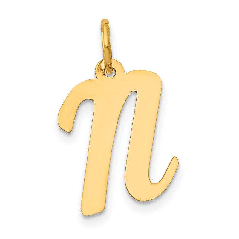 14k Yellow Gold 14k Medium Script Letter N Initial Charm