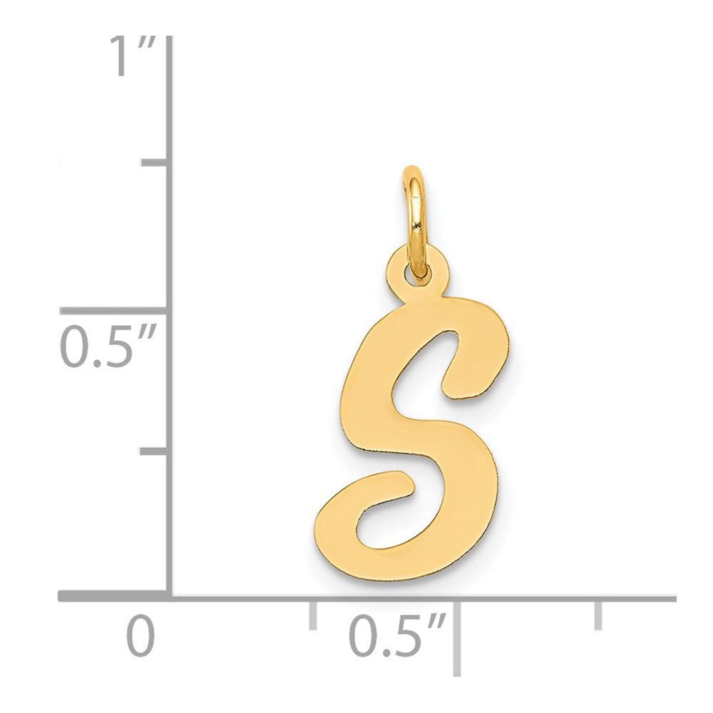 14k Yellow Gold 14k Medium Script Letter S Initial Charm