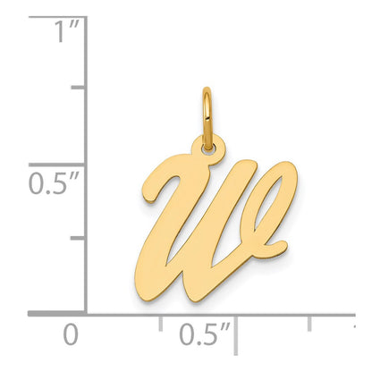 14K Yellow Gold Medium Script Letter W Initial Charm