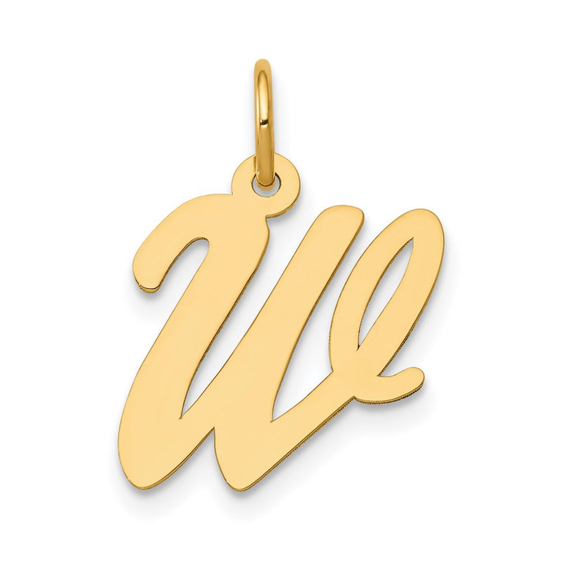 14K Yellow Gold Medium Script Letter W Initial Charm