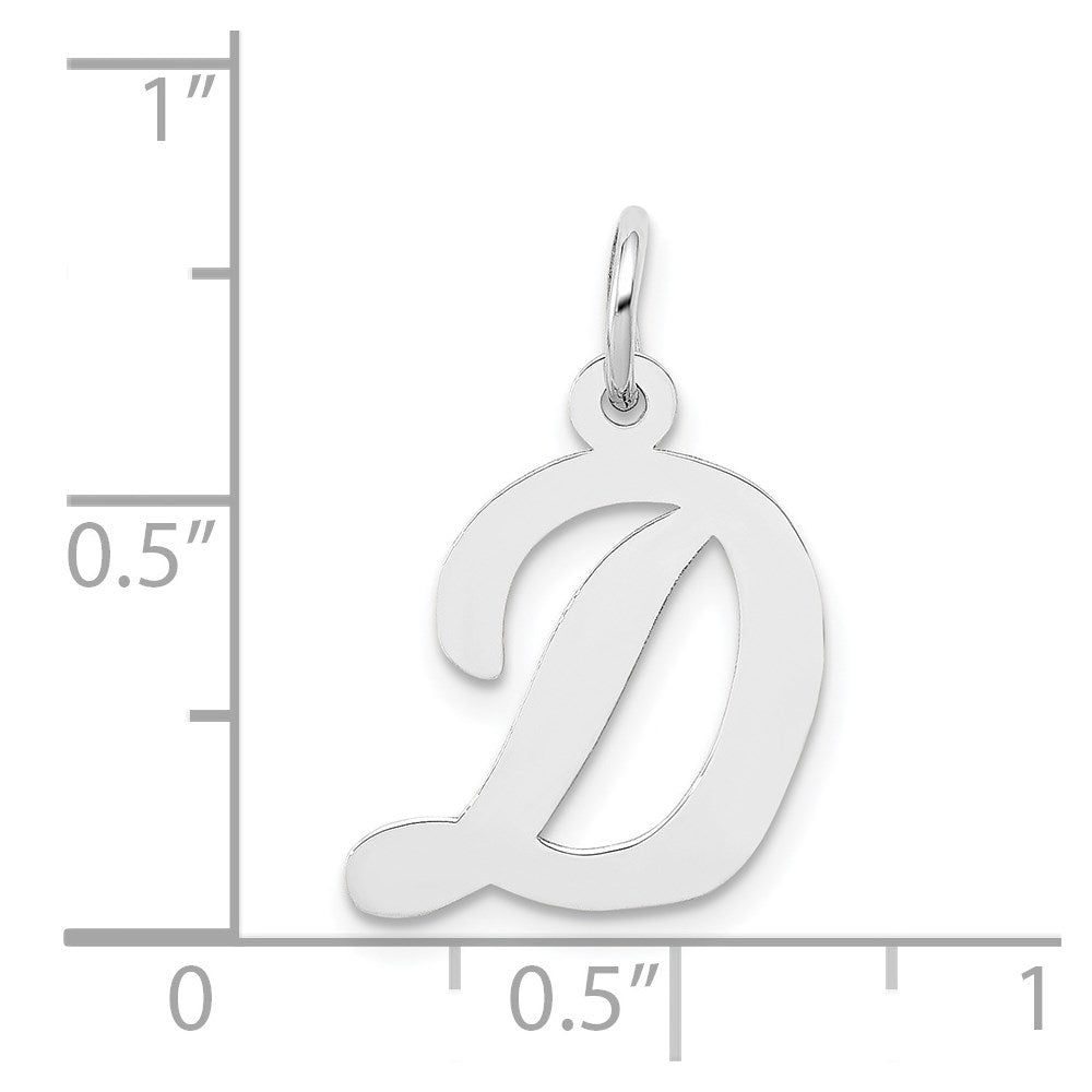 14k White Gold 14k White Gold Medium Script Letter D Initial Charm