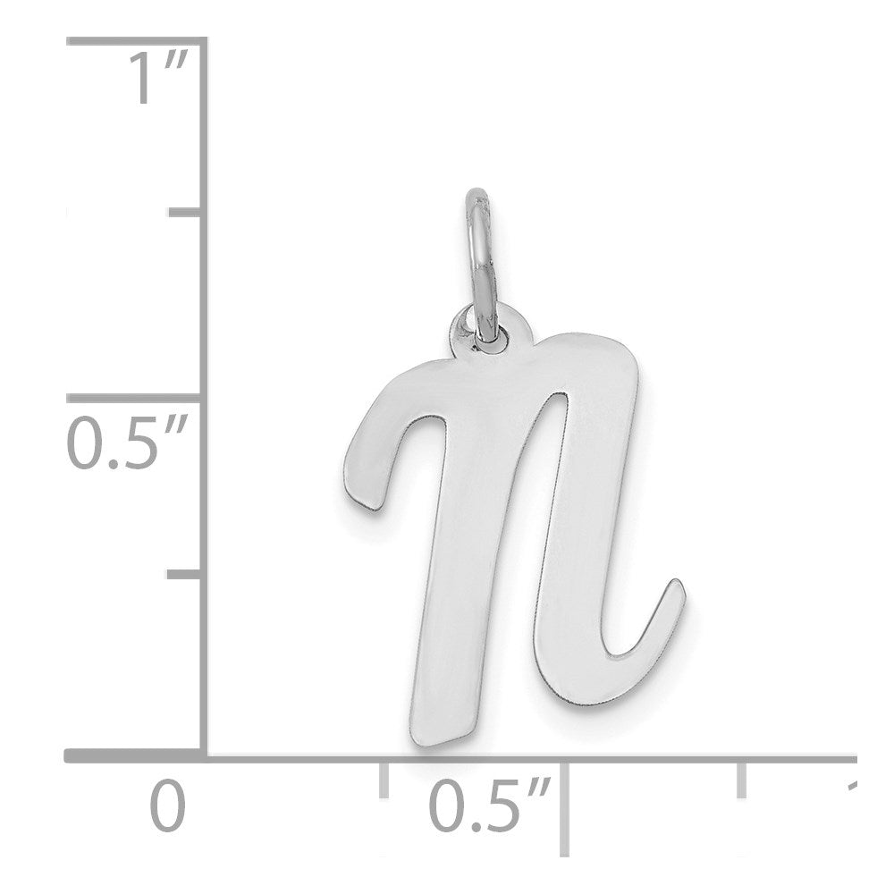 14k White Gold 14k White Gold Medium Script Letter N Initial Charm