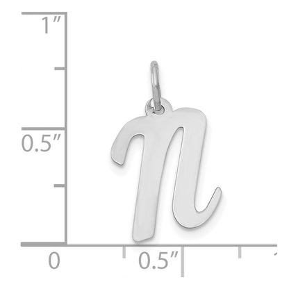 14k White Gold 14k White Gold Medium Script Letter N Initial Charm