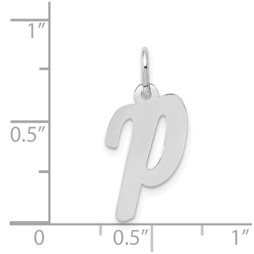 14k White Gold 14k White Gold Medium Script Letter P Initial Charm