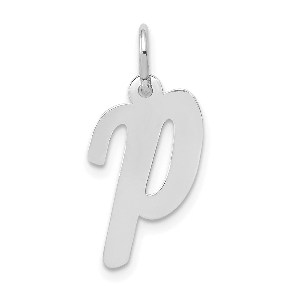 14k White Gold 14k White Gold Medium Script Letter P Initial Charm