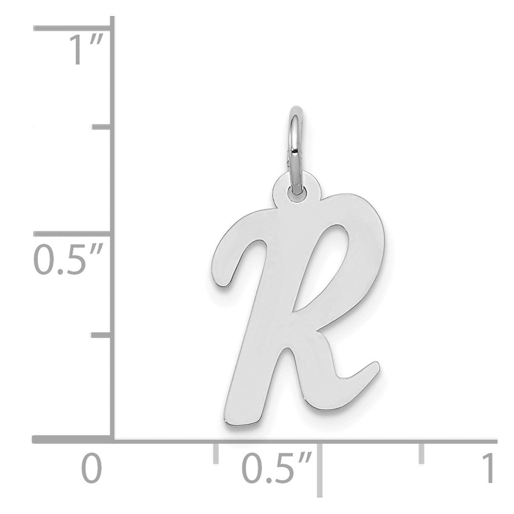 14k White Gold 14k White Gold Medium Script Letter R Initial Charm