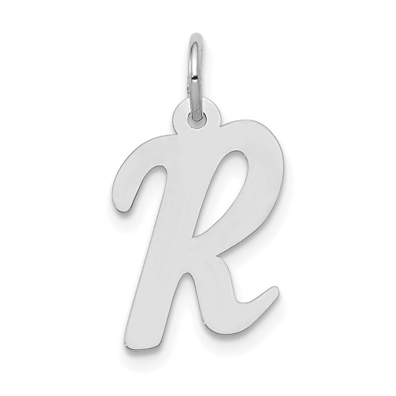 14k White Gold 14k White Gold Medium Script Letter R Initial Charm