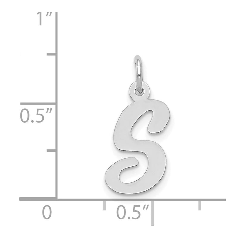 14k White Gold 14k White Gold Medium Script Letter S Initial Charm