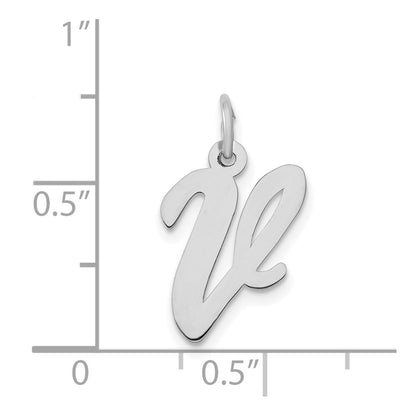 14k White Gold 14k White Gold Medium Script Letter V Initial Charm