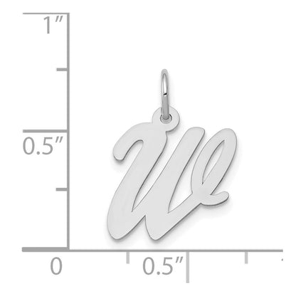 14k White Gold 14k White Gold Medium Script Letter W Initial Charm