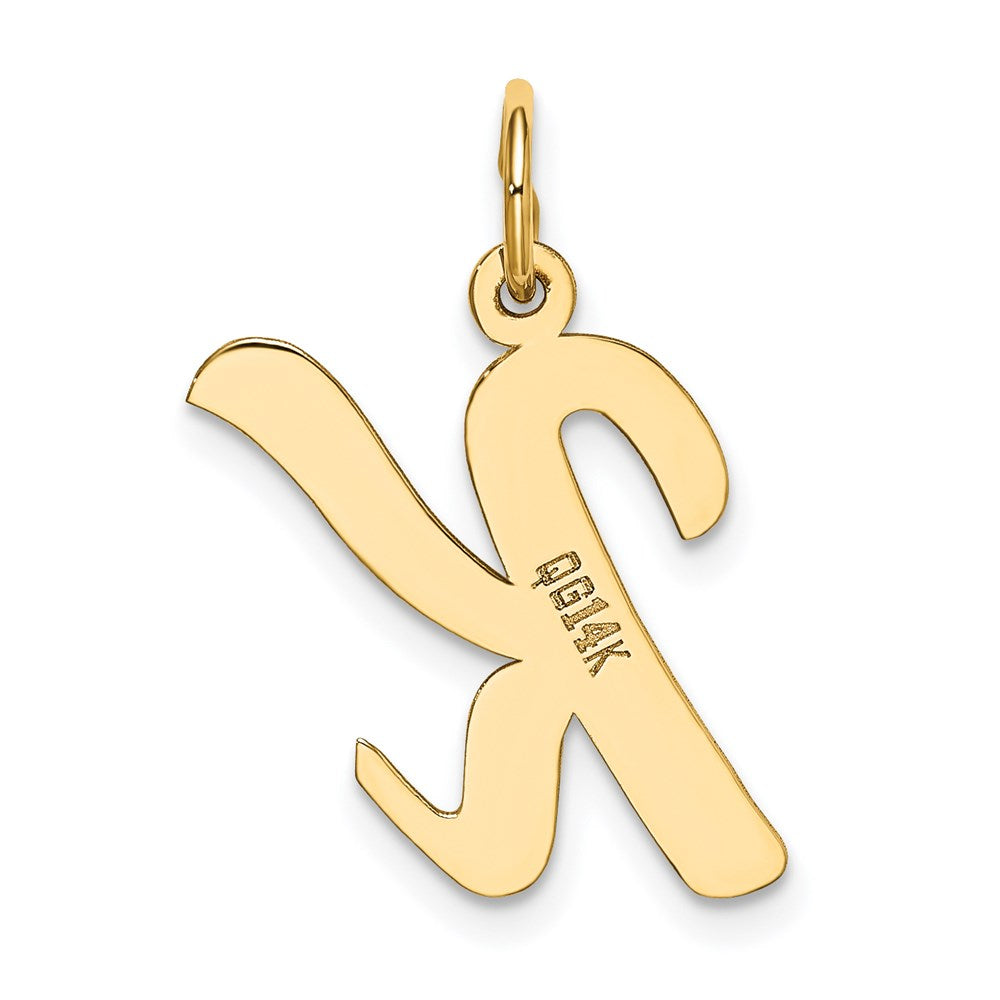 14k Yellow Gold 14k Large Script Letter K Initial Charm