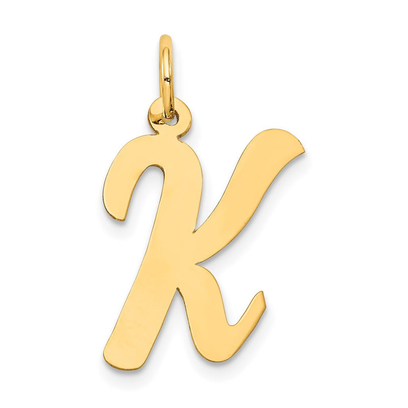 14k Yellow Gold 14k Large Script Letter K Initial Charm