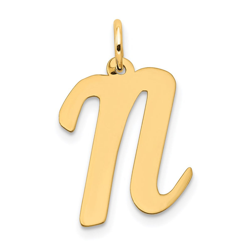 14k Yellow Gold 14k Large Script Letter N Initial Charm