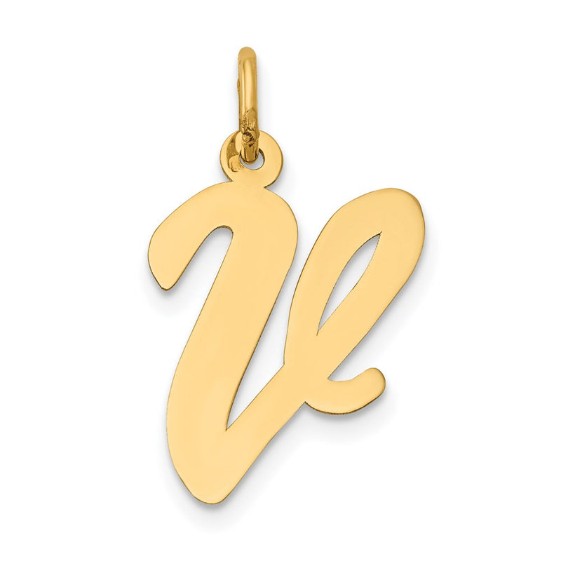 14k Yellow Gold 14k Large Script Letter V Initial Charm