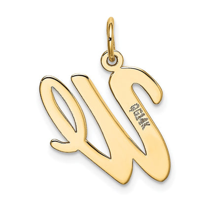 14k Yellow Gold 14k Large Script Letter W Initial Charm