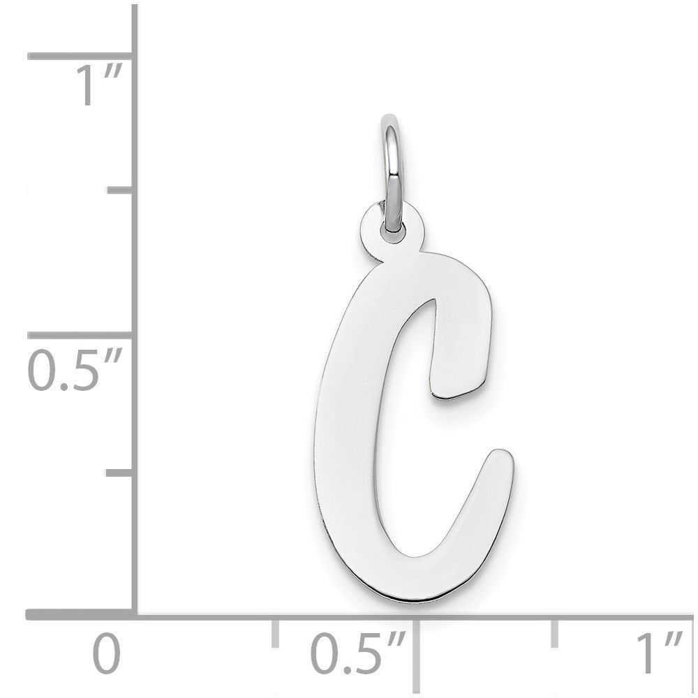 14K White Gold Large Script Letter C Initial Charm