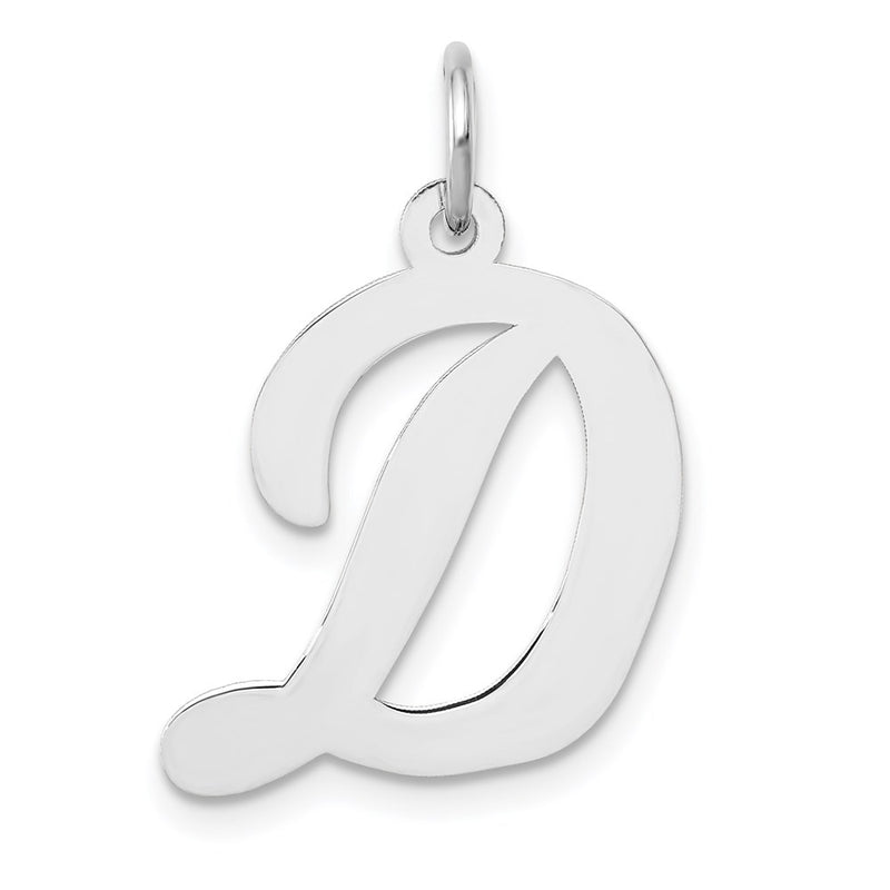 14k White Gold 14k White Gold Large Script Letter D Initial Charm
