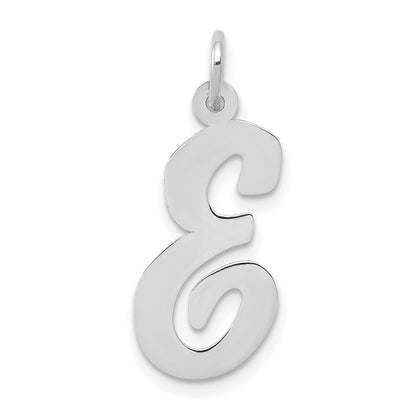 14k White Gold 14k White Gold Large Script Letter E Initial Charm