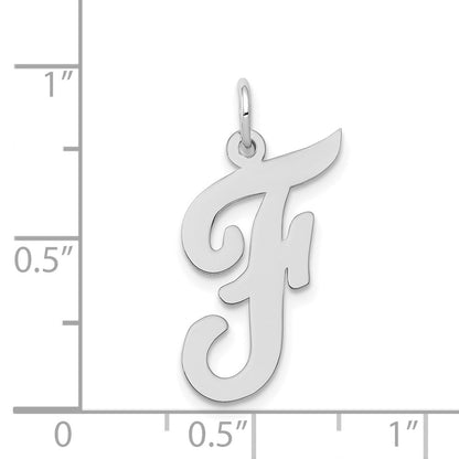 14k White Gold 14k White Gold Large Script Letter F Initial Charm