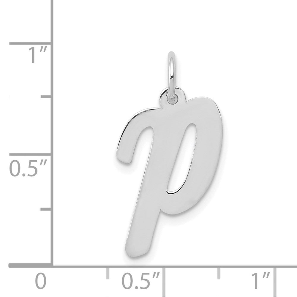 14k White Gold 14k White Gold Large Script Letter P Initial Charm
