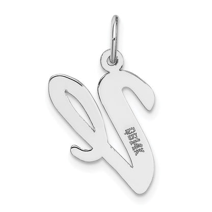 14k White Gold 14k White Gold Large Script Letter V Initial Charm