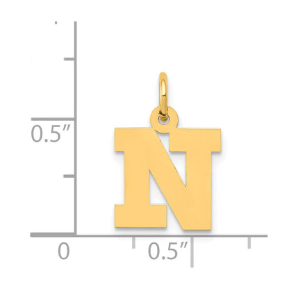 14k Yellow Gold 14k Small Block Letter N Initial Charm
