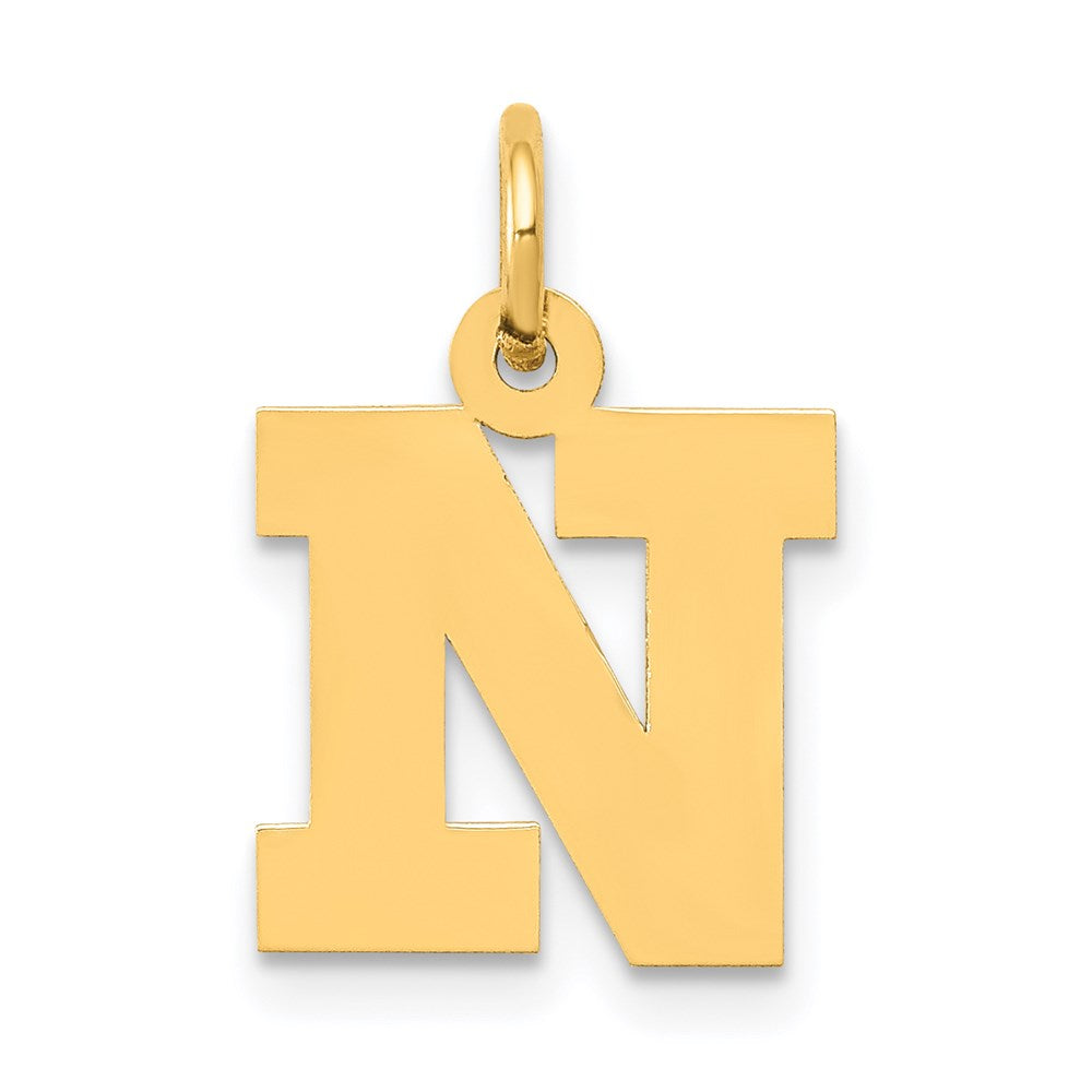 14k Yellow Gold 14k Small Block Letter N Initial Charm
