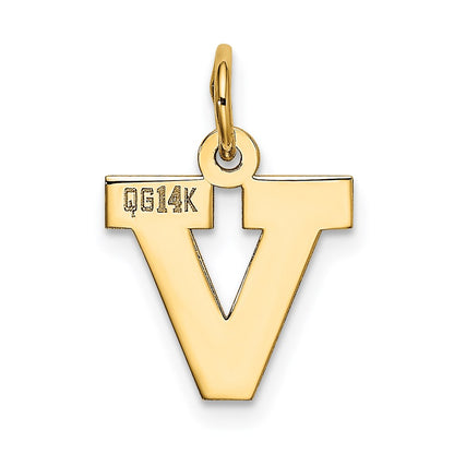 14k Yellow Gold 14k Small Block Letter V Initial Charm