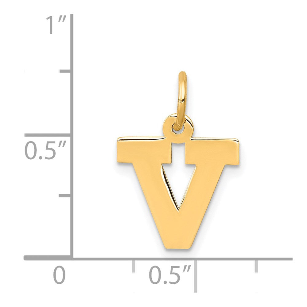 14k Yellow Gold 14k Small Block Letter V Initial Charm