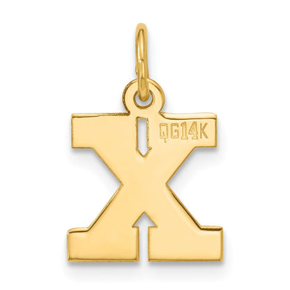 14K Yellow Gold Small Block Initial X Charm