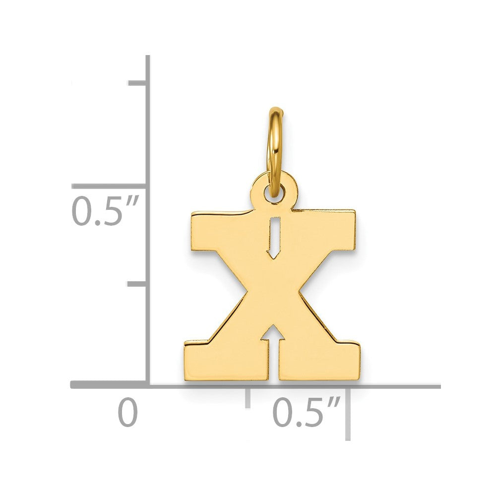 14K Yellow Gold Small Block Initial X Charm
