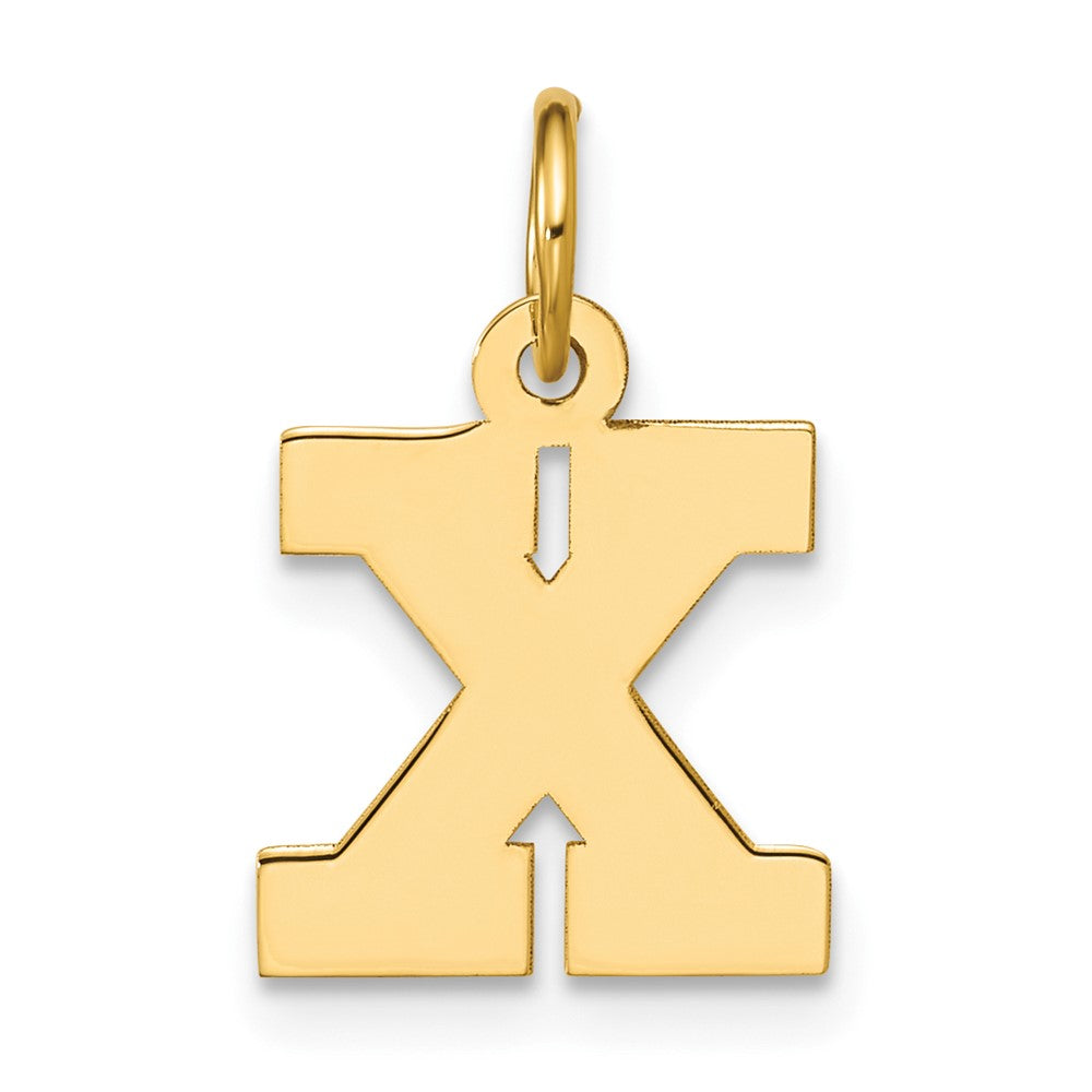 14K Yellow Gold Small Block Initial X Charm