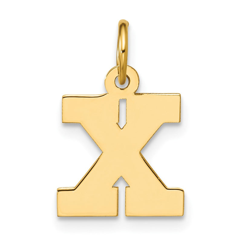 14K Yellow Gold Small Block Initial X Charm