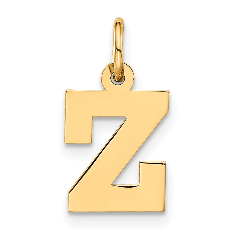 14K Yellow Gold Small Block Initial Z Charm