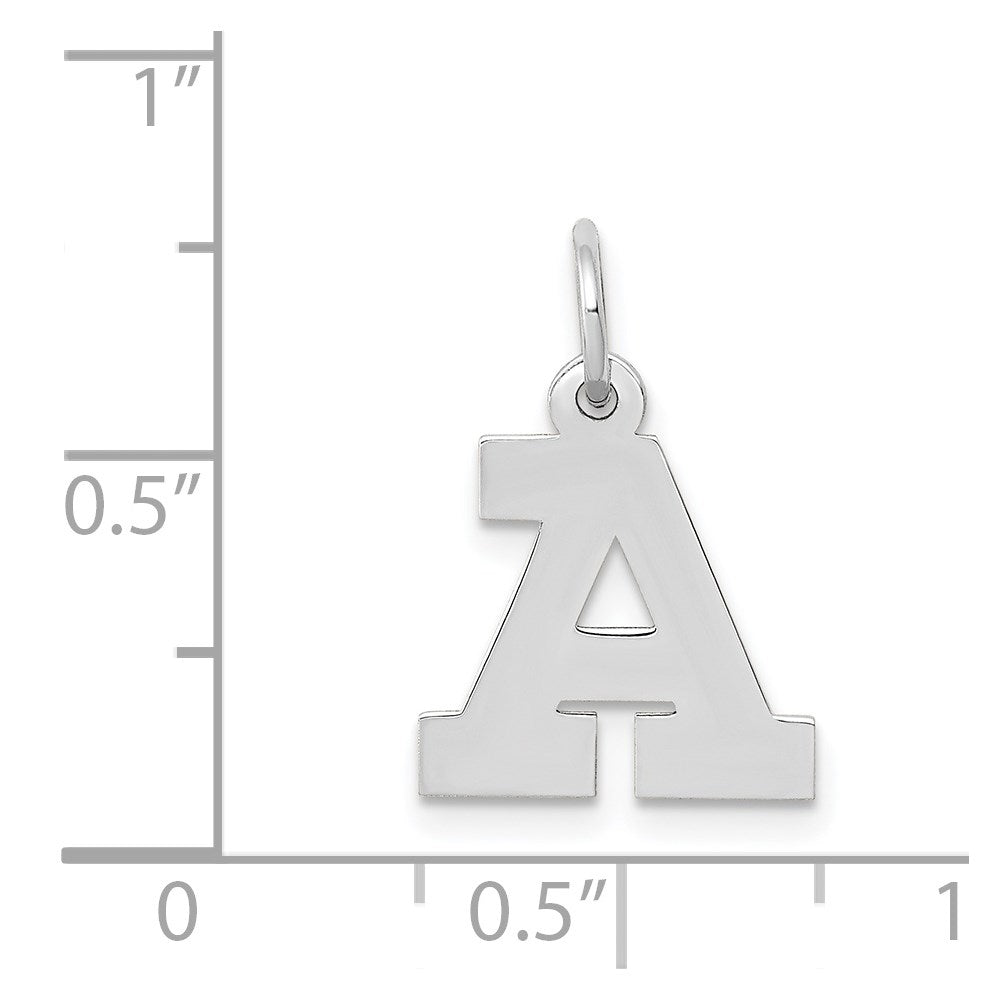 14k White Gold 14KW Small Block Letter A Initial Charm