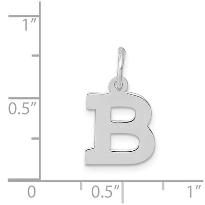 14k White Gold 14KW Small Block Letter B Initial Charm