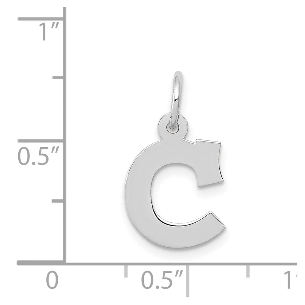 14k White Gold 14KW Small Block Letter C Initial Charm