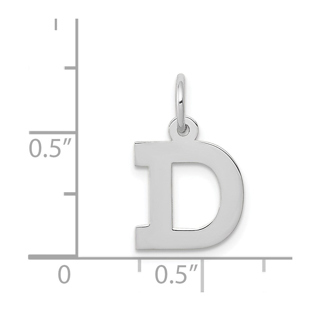 14k White Gold 14KW Small Block Letter D Initial Charm