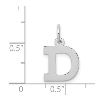 14k White Gold 14KW Small Block Letter D Initial Charm