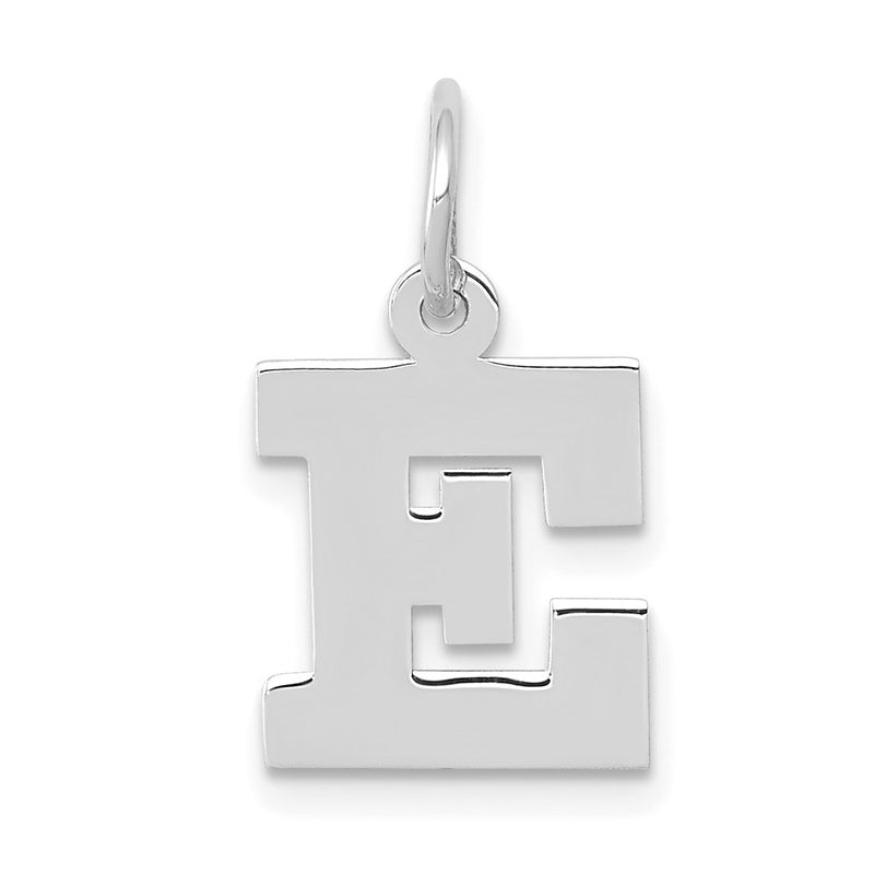 14k White Gold 14KW Small Block Letter E Initial Charm