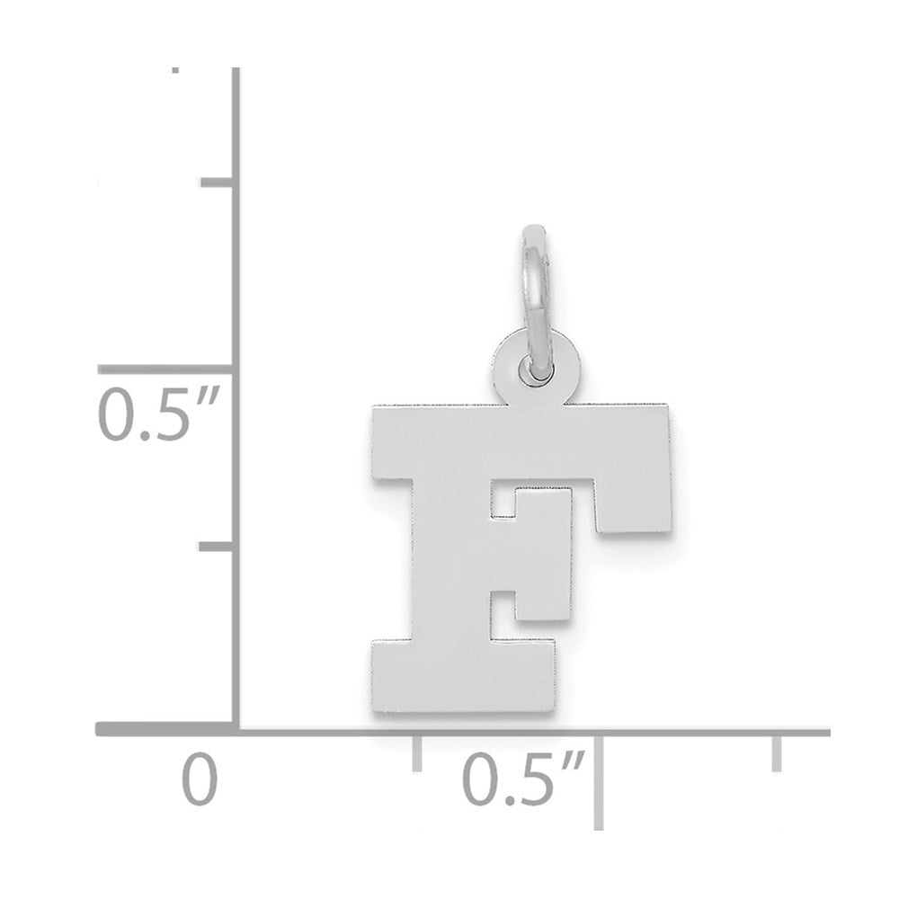 14k White Gold 14KW Small Block Letter F Initial Charm