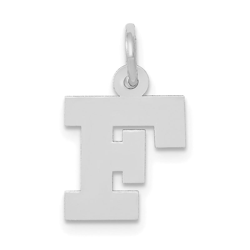 14k White Gold 14KW Small Block Letter F Initial Charm