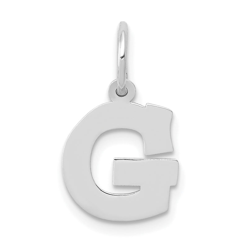 14k White Gold 14KW Small Block Letter G Initial Charm