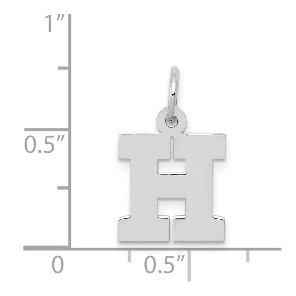 14k White Gold 14KW Small Block Letter H Initial Charm