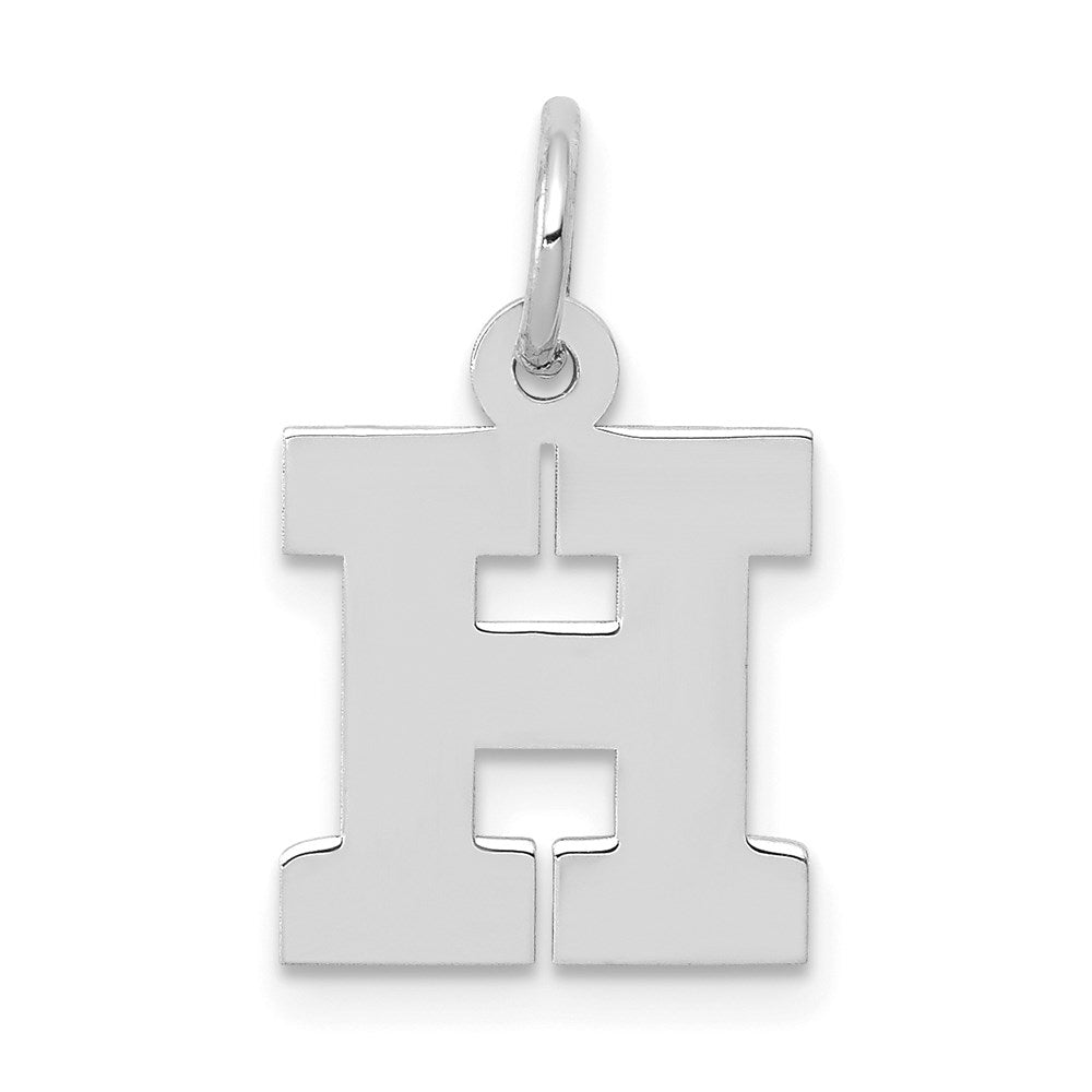 14k White Gold 14KW Small Block Letter H Initial Charm