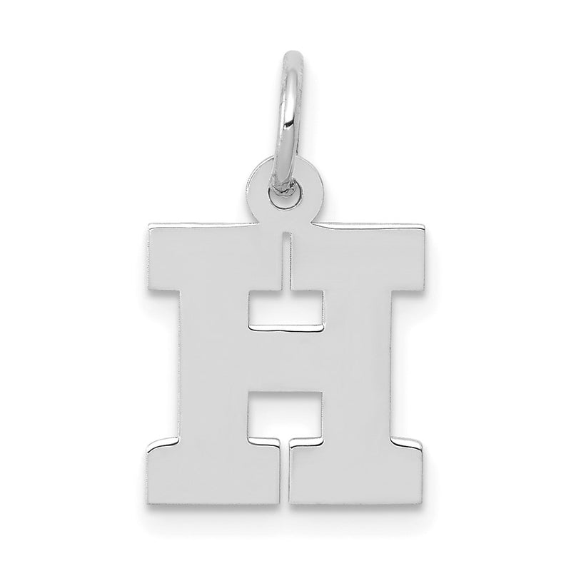 14k White Gold 14KW Small Block Letter H Initial Charm