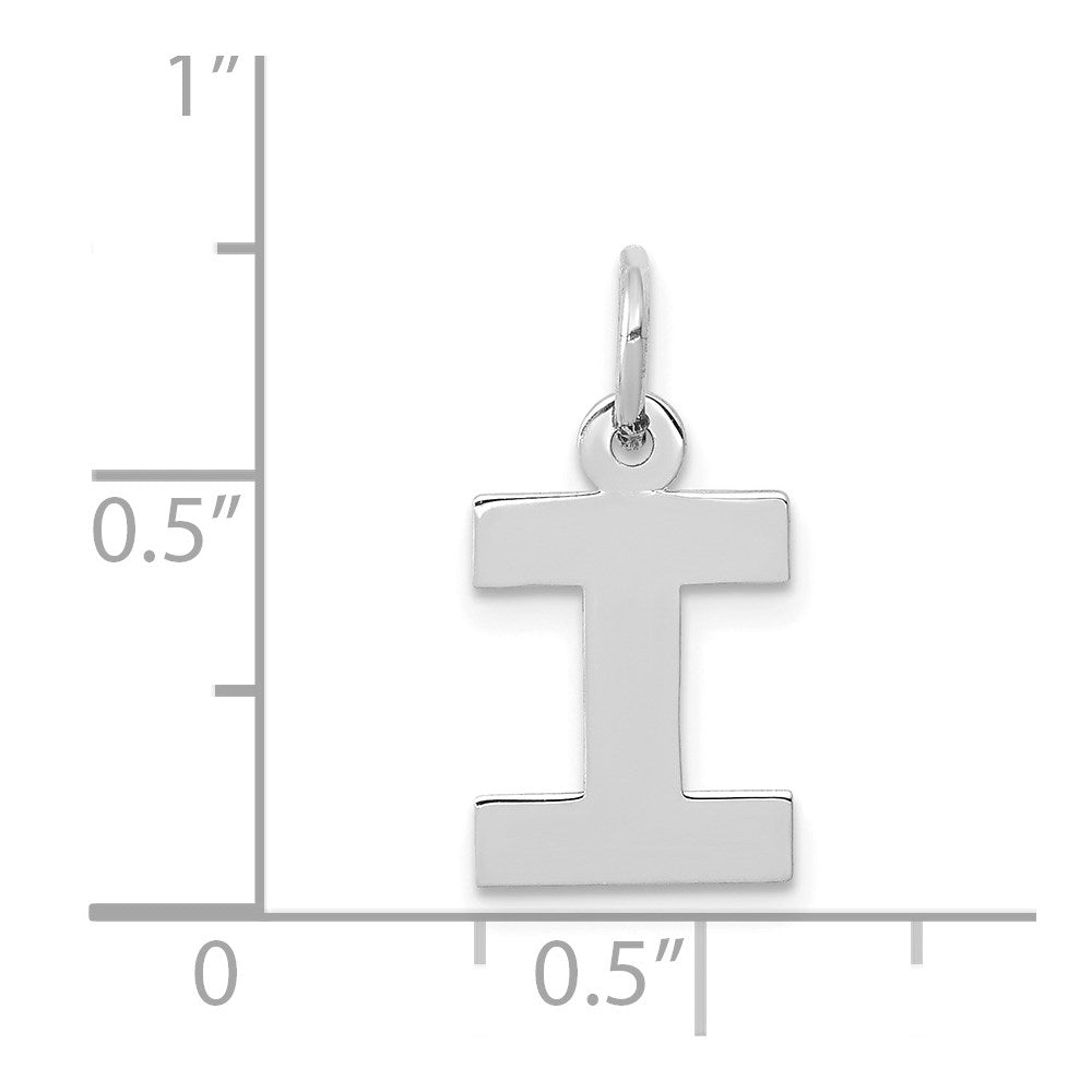 14k White Gold 14KW Small Block Letter I Initial Charm