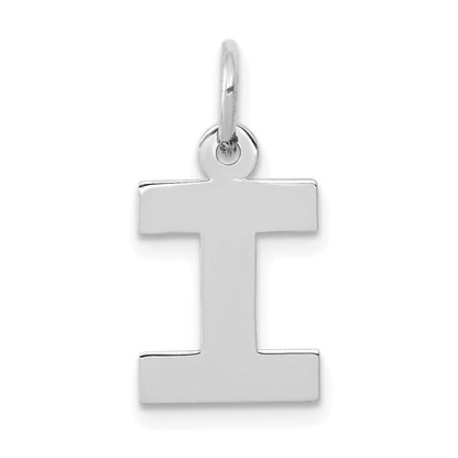 14k White Gold 14KW Small Block Letter I Initial Charm